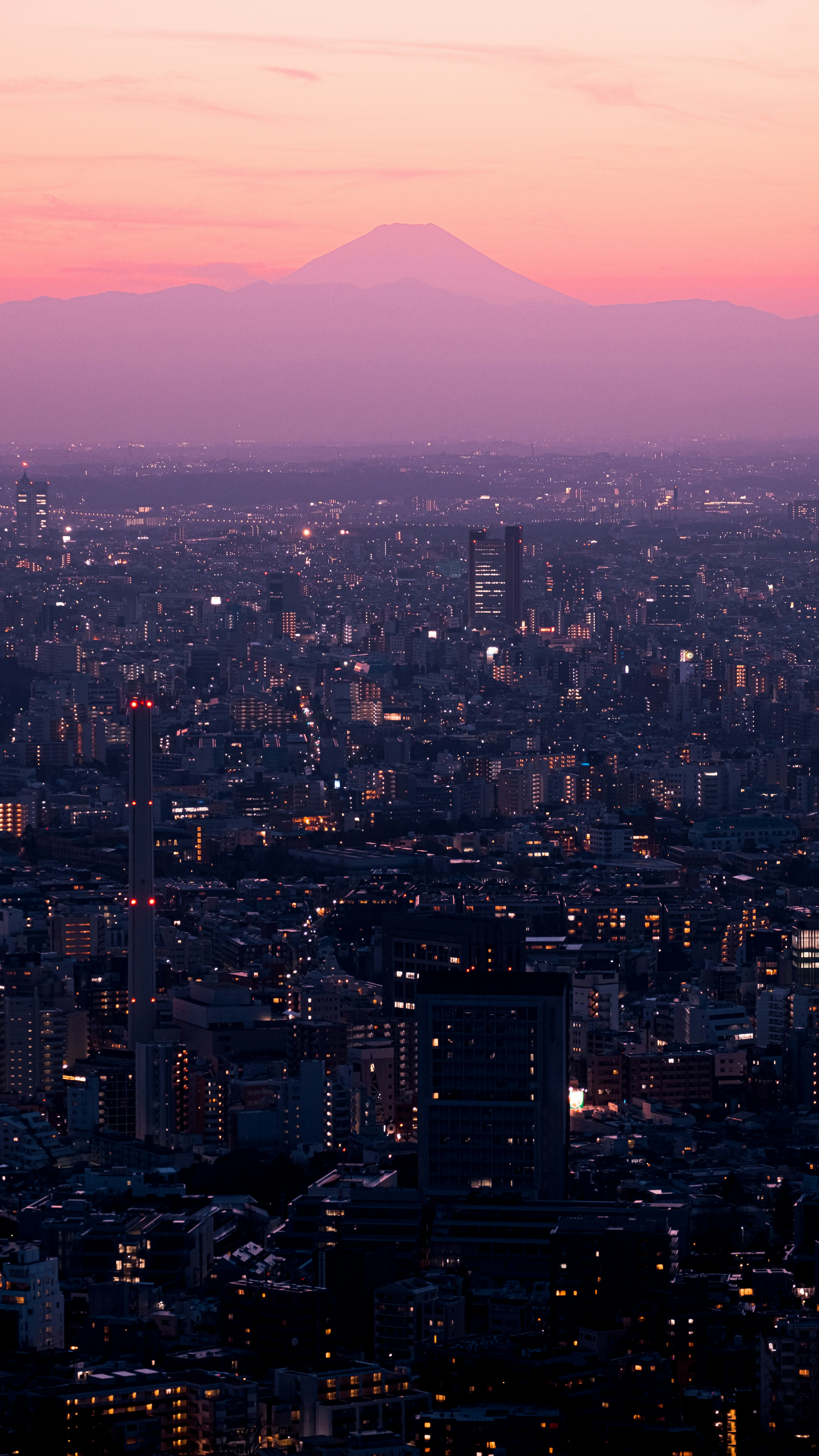 aerial view of city buildings during night time